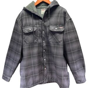 Dickies Men's Charcoal hooded  Plaid Hooded Shirt Jacket size large